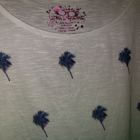 3X Plus Size XXXL Leona Lovegrove Palm Tree summer t-shirt top vacation beachy - Picture 2 of 5